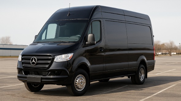 Exterior of Charter Bus Company Redding's 14 Passenger Sprinter Limousine in Redding