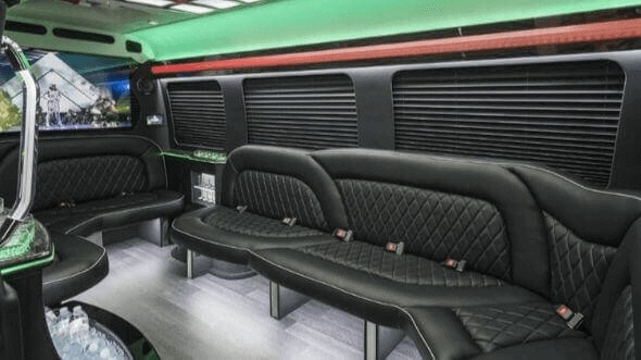 Interior of Charter Bus Company Davis's 18 Passenger Party Bus in Davis