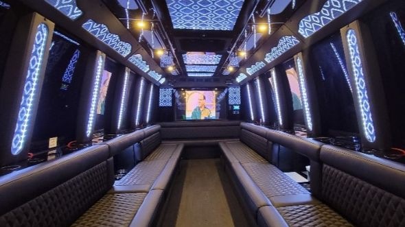Interior of Reno Party Bus Company's 25 Passenger Party Bus in Reno