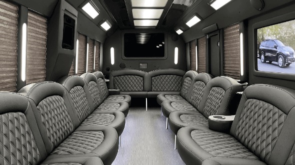 Interior of Charter Bus Company Stockton's 25 Passenger Party Bus in Stockton