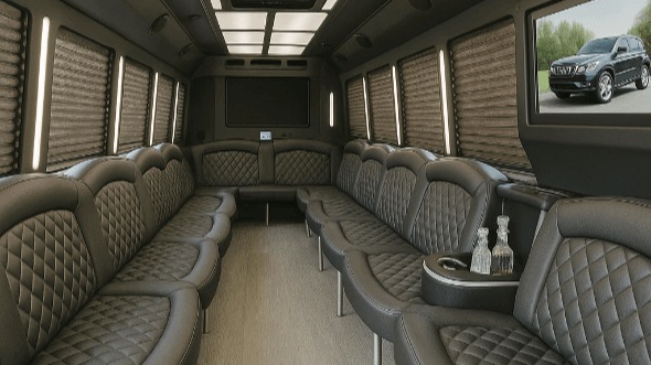 Interior of Charter Bus Company Turlock's 28 Passenger Party Bus in Turlock