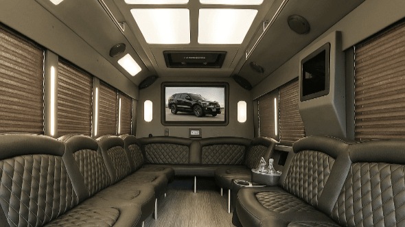 Interior of Reno Party Bus Company's 30 Passenger Party Bus in Reno