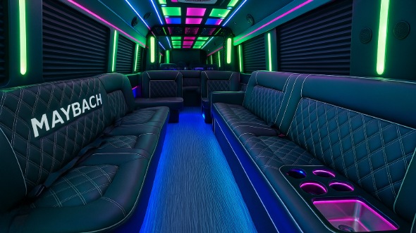 Interior of Charter Bus Company Oakland's 50 Passenger Party Bus in Oakland
