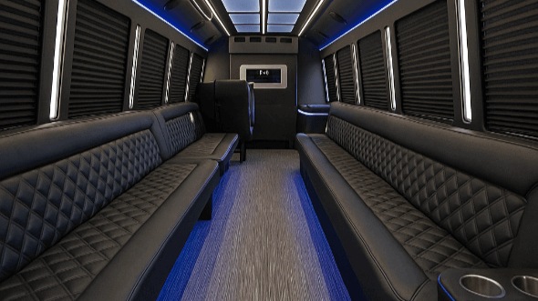 Interior of Charter Bus Company Redding's 50 Passenger Party Bus in Redding